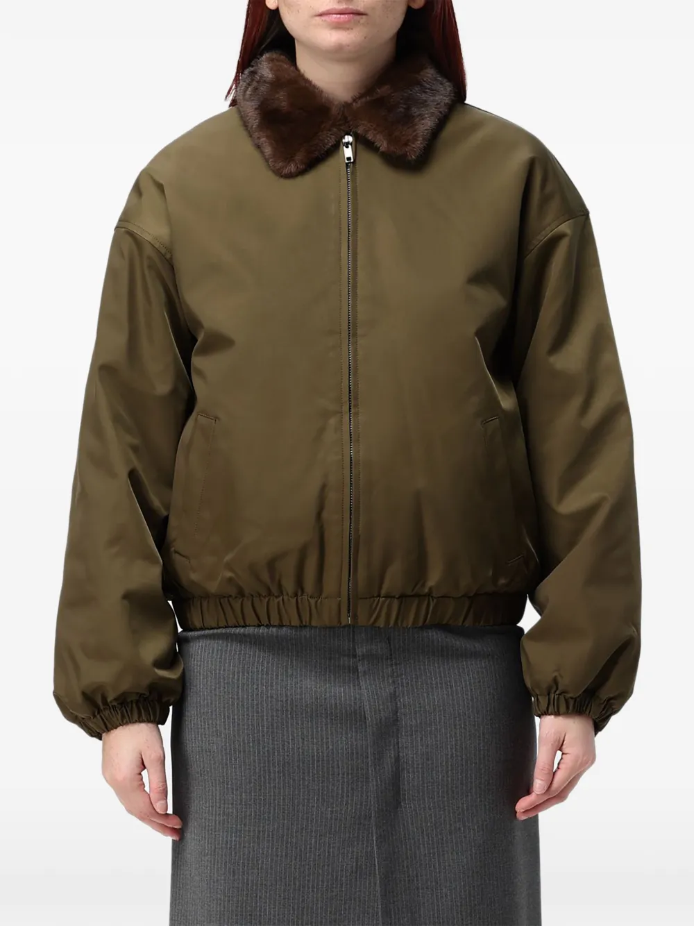 Eleh faux-fur collar bomber jacket - Grün