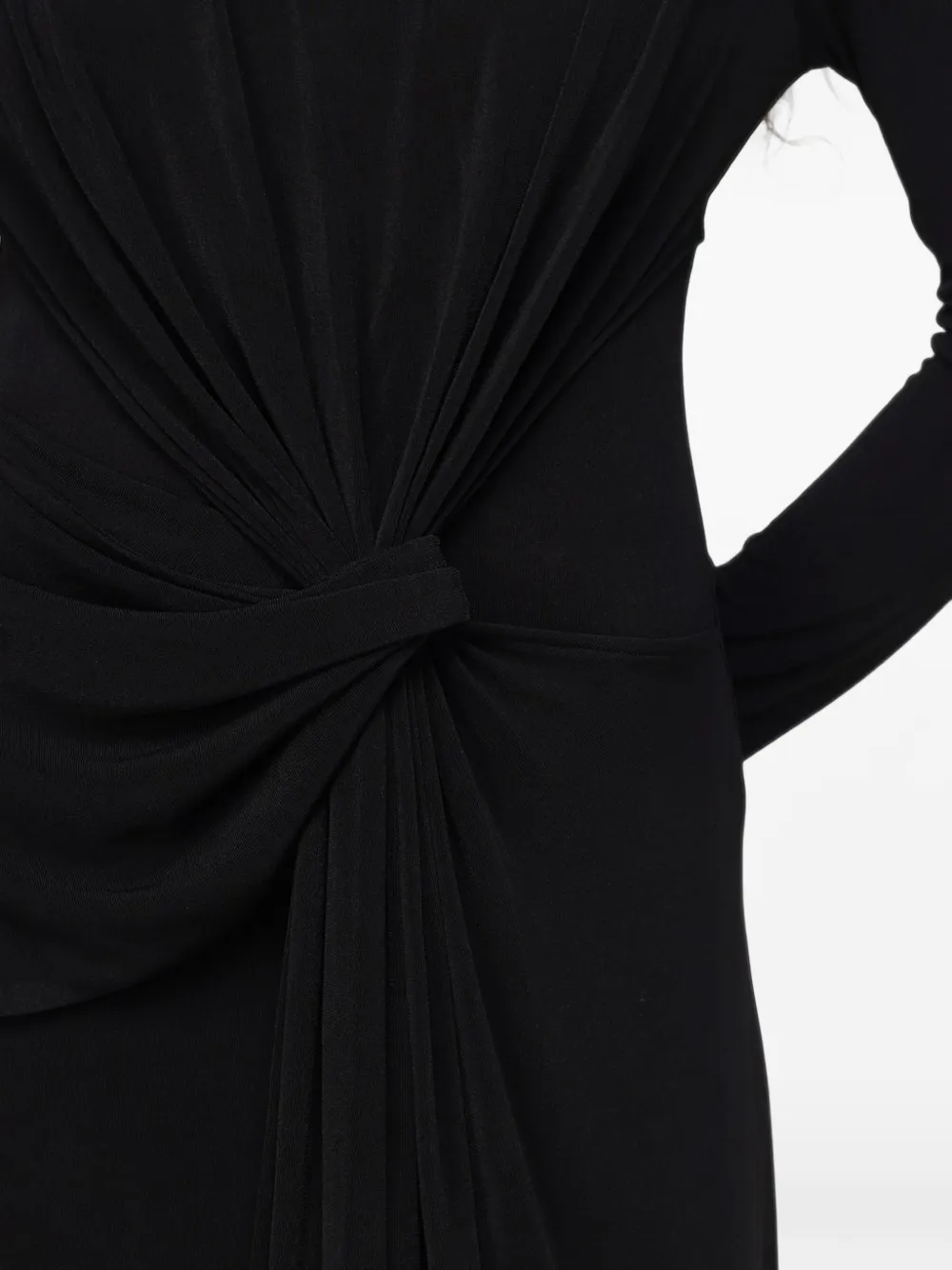 Eleh knot-detail long-sleeve maxi dress Zwart
