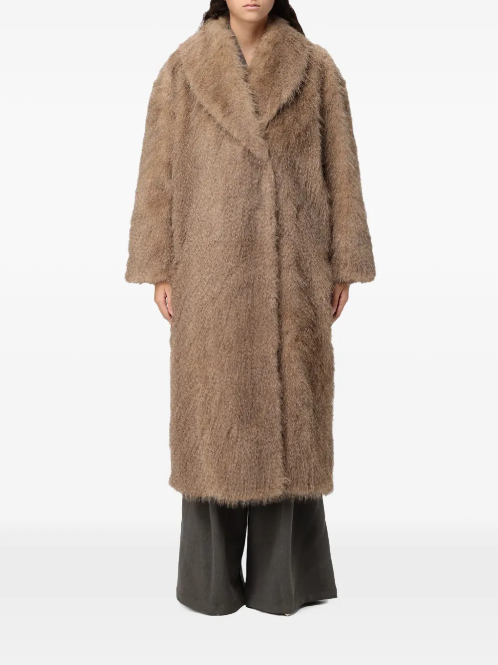 Eleh faux-fur notch-lapel coat - Toni neutri
