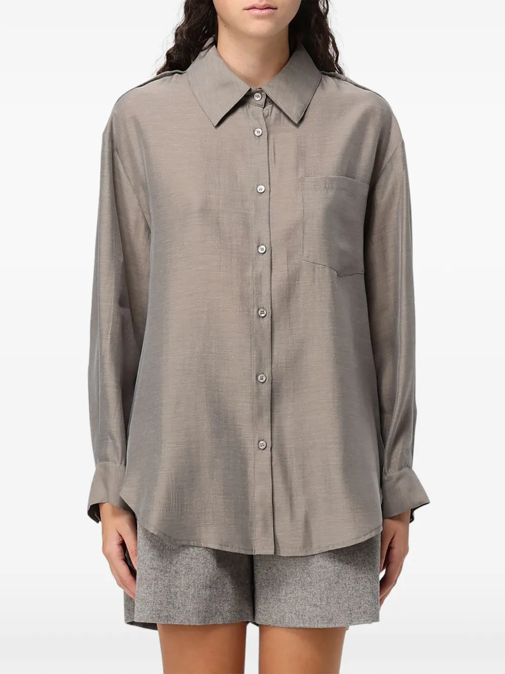 Eleh epaulette-detail long-sleeve shirt - Grau