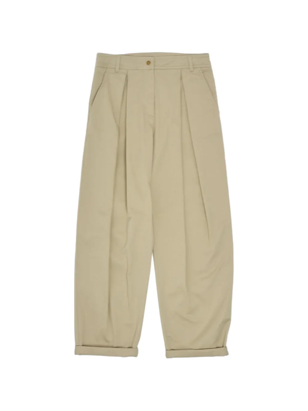 Moncler Enfant pleated-detail cotton chinos Beige
