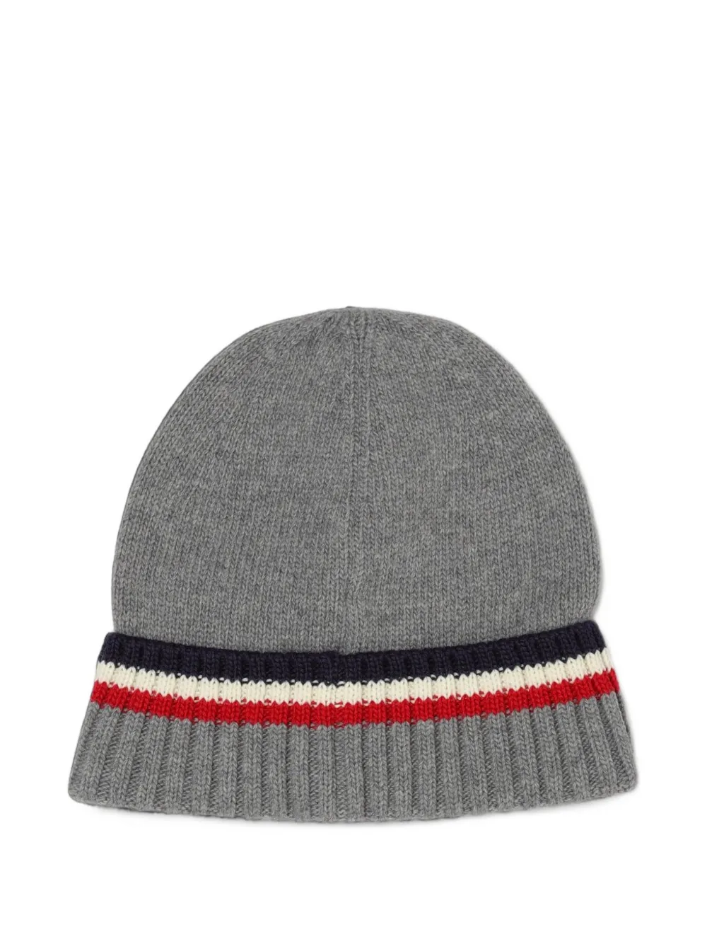 Moncler Enfant striped ribbed-trim beanie hat Grijs