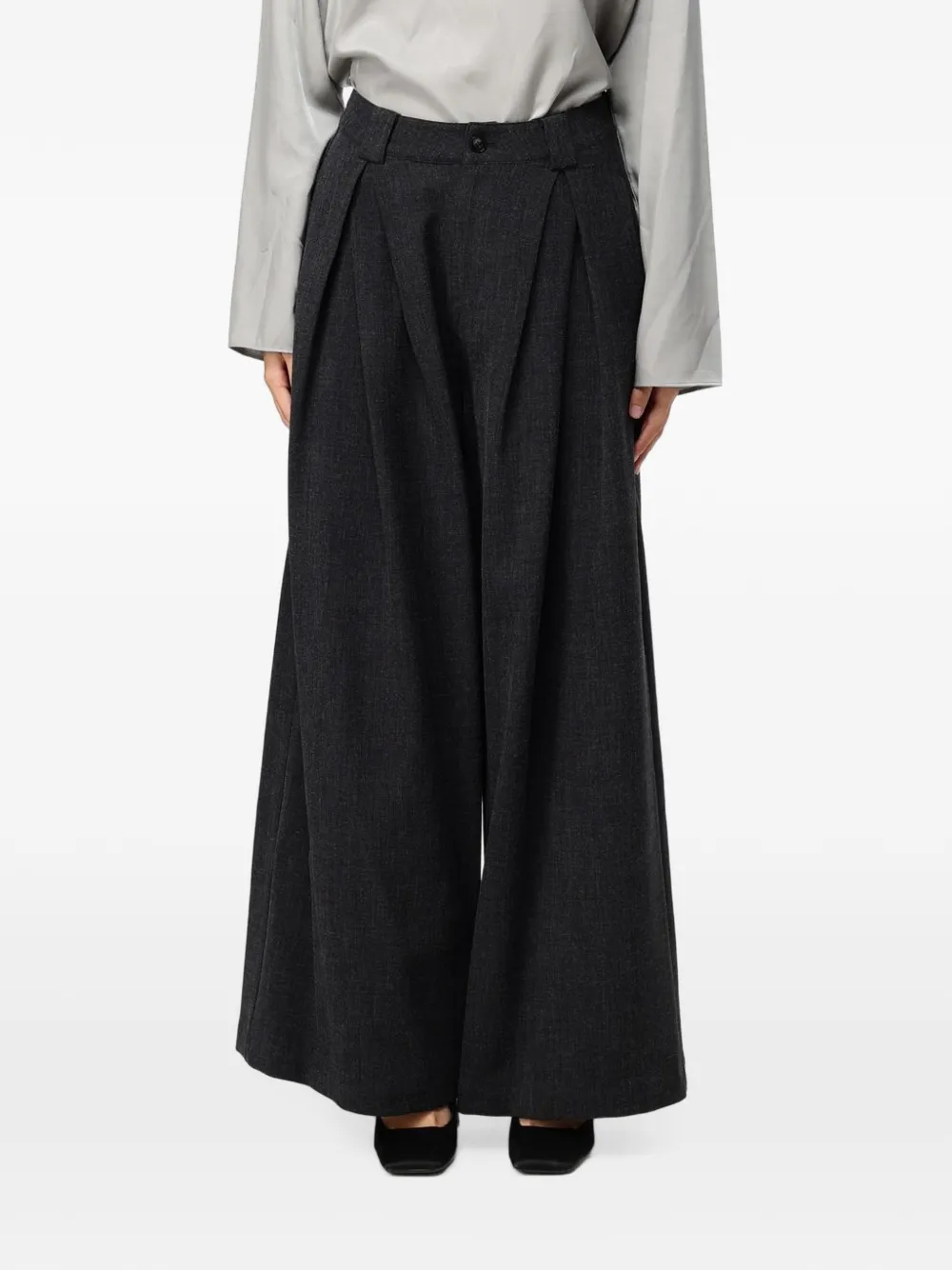 Eleh Pleated Wide-leg Trousers In Black