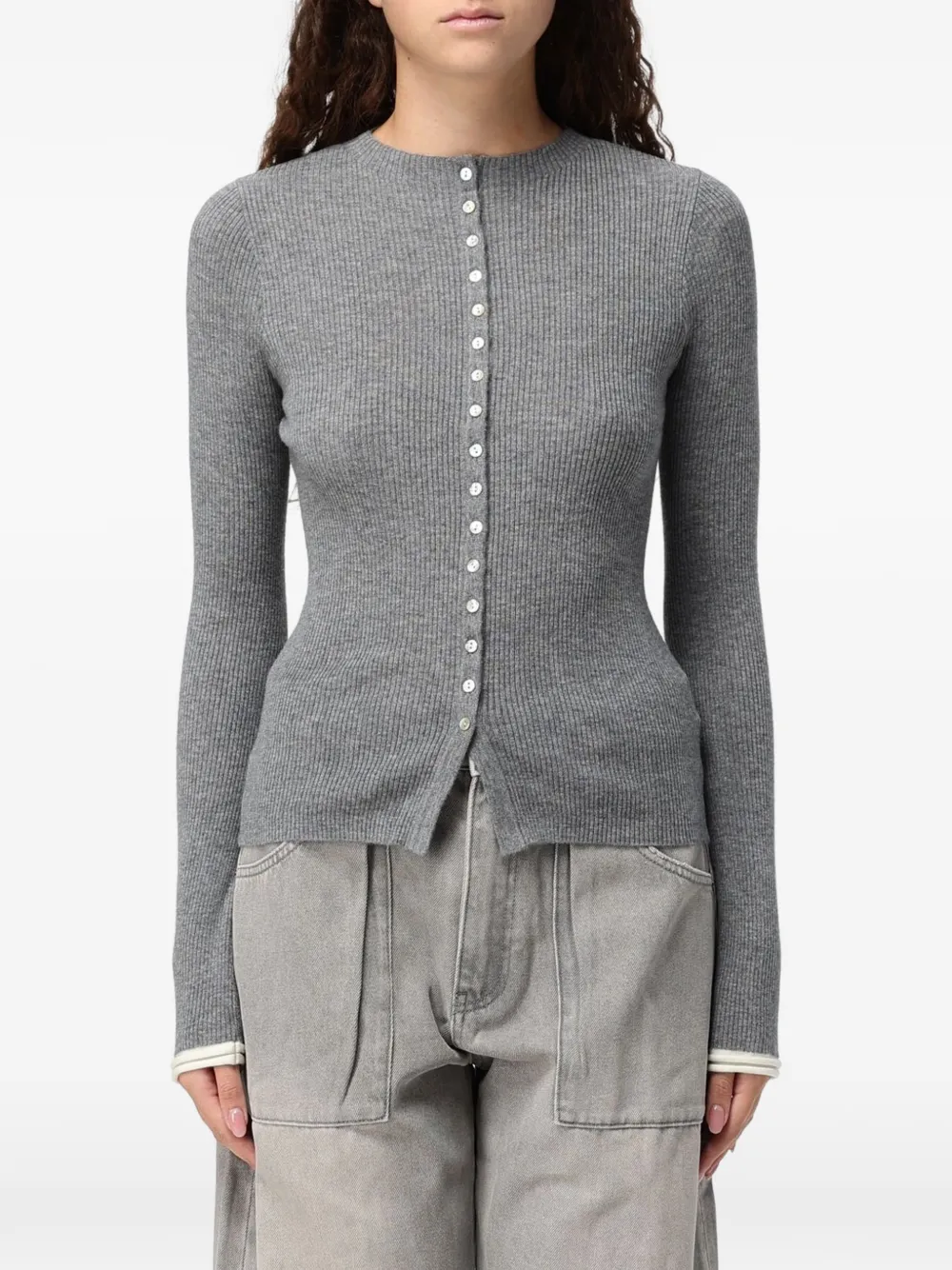 Eleh ribbed-knit button-up cardigan - Grigio