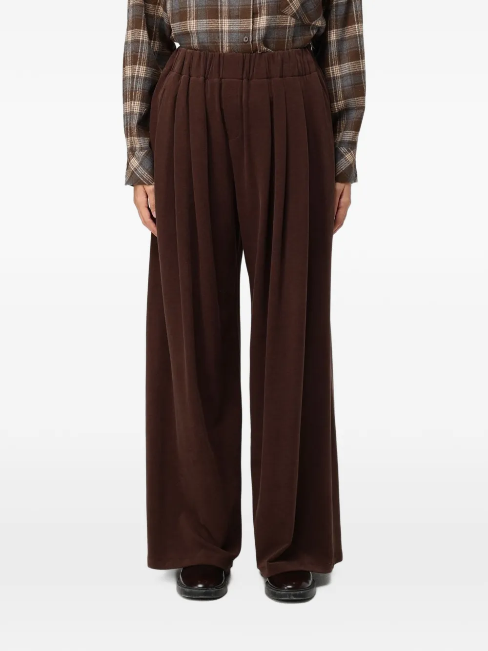 Eleh Pleated Wide-leg Trousers In Brown