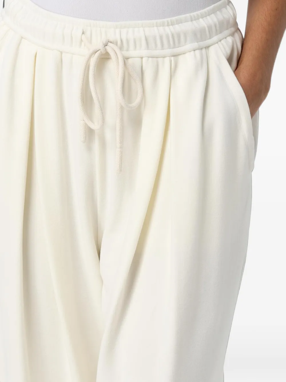 Eleh drawstring-waist wide-leg trousers Beige