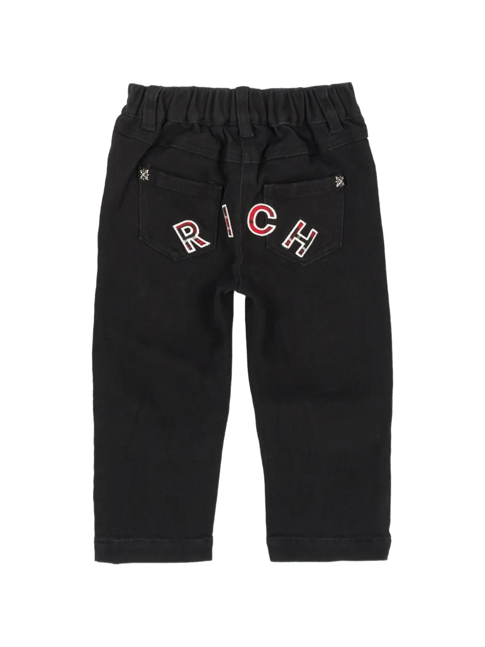 John Richmond Junior logo-patch straight-leg jeans Zwart