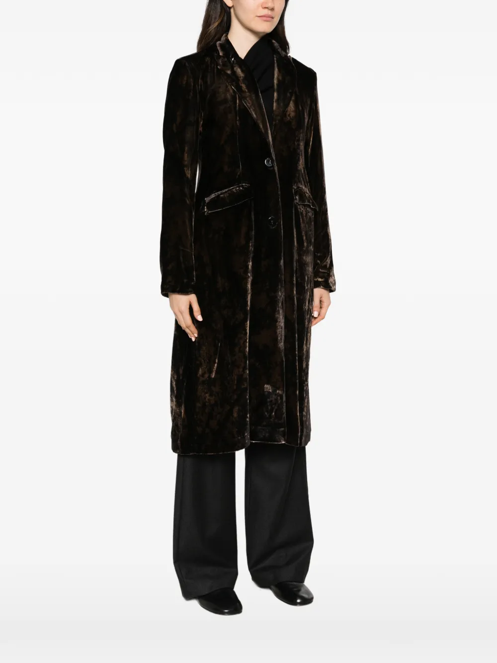 Avant Toi velvet single-breasted coat Groen