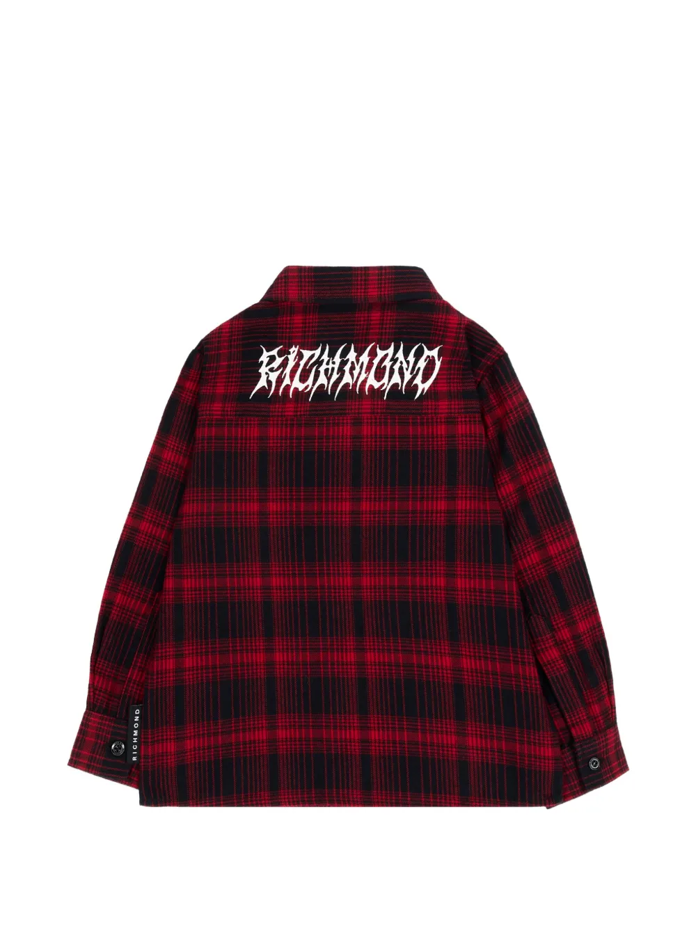 John Richmond Junior tartan logo-print shirt Rood