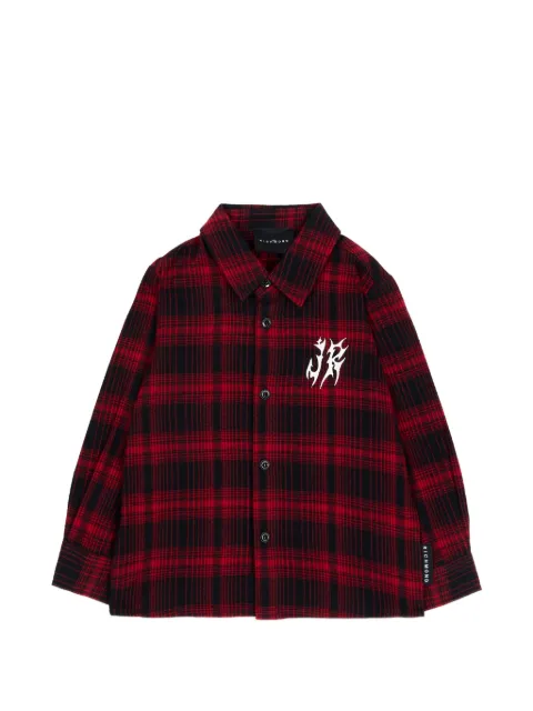 John Richmond Junior tartan logo-print shirt