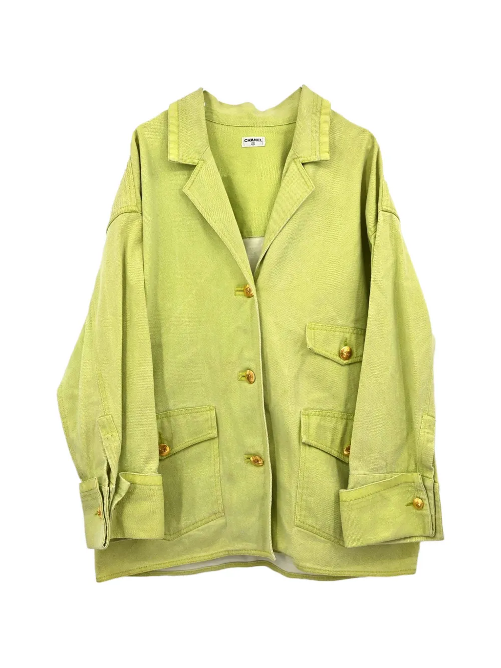 CHANEL Pre-Owned single-breasted denim jacket - Grün