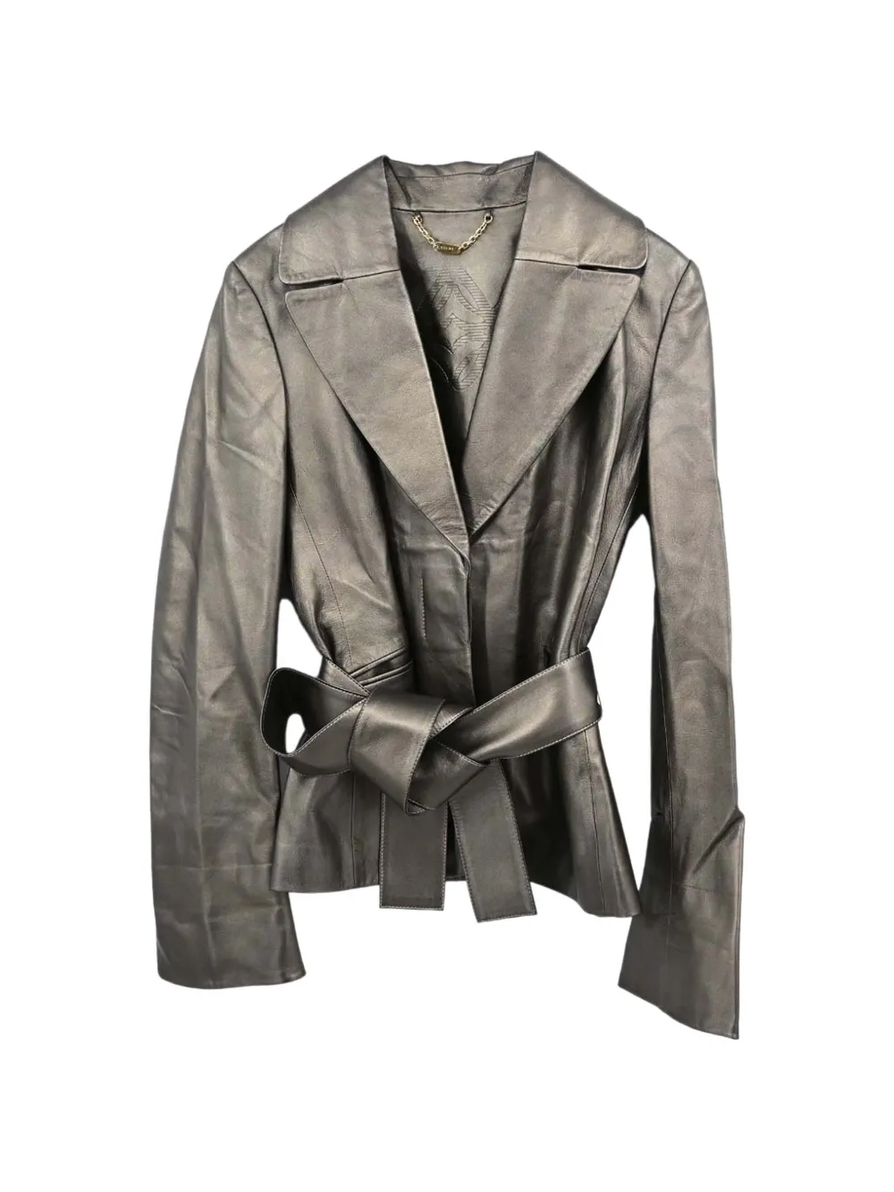 Loewe Pre-Owned belted leather jacket - Grau