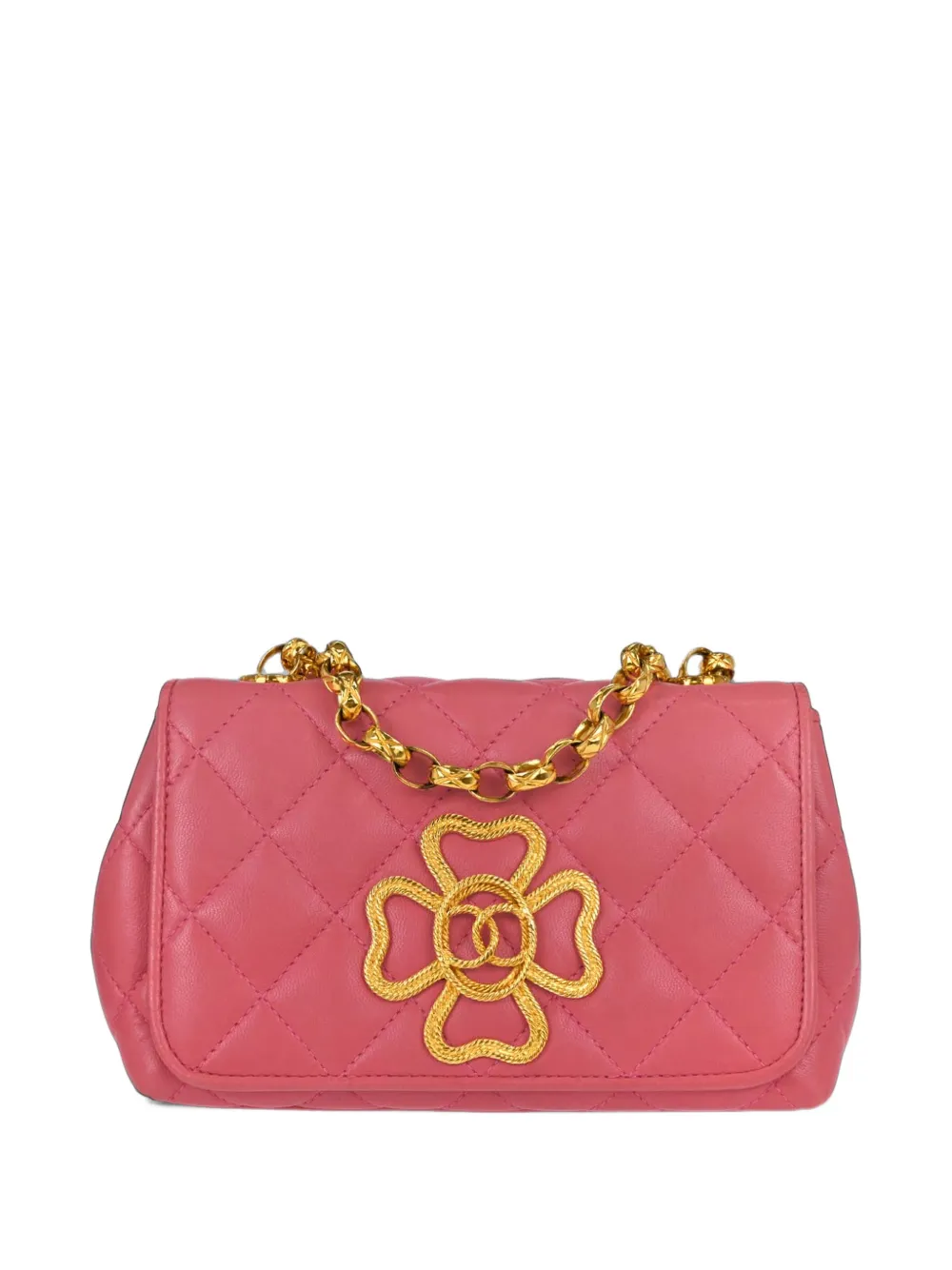 CHANEL Pre-Owned 1989-1991 Clover logo quilted mini bag - Pink