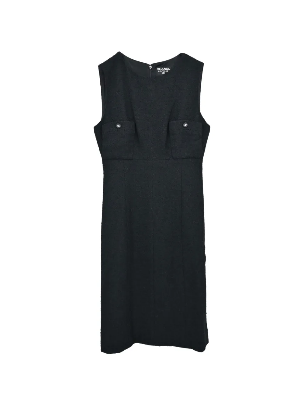 CHANEL Pre-Owned 1996 CC logo button sleeveless mini dress - Black
