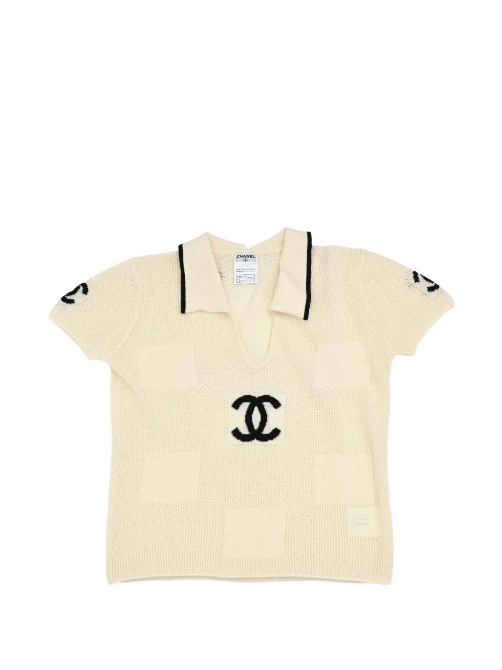 CHANEL Pre-Owned 2001 CC logo knit henley top - Nude