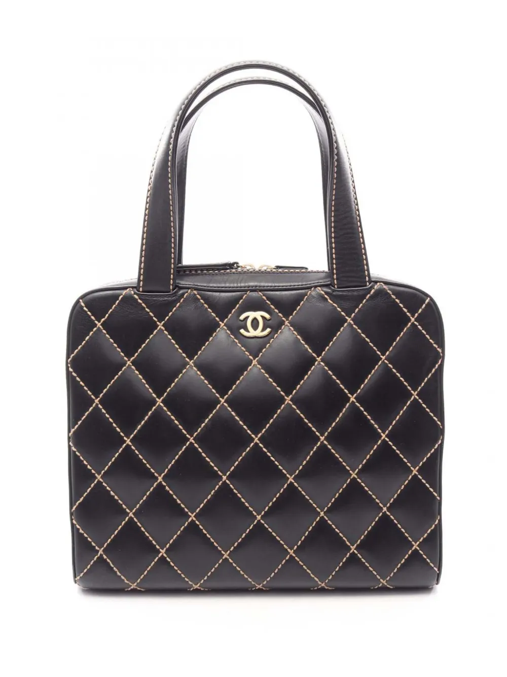 CHANEL Pre-Owned 2002-2003 CC Lambskin Wild Stitch handbag - Black