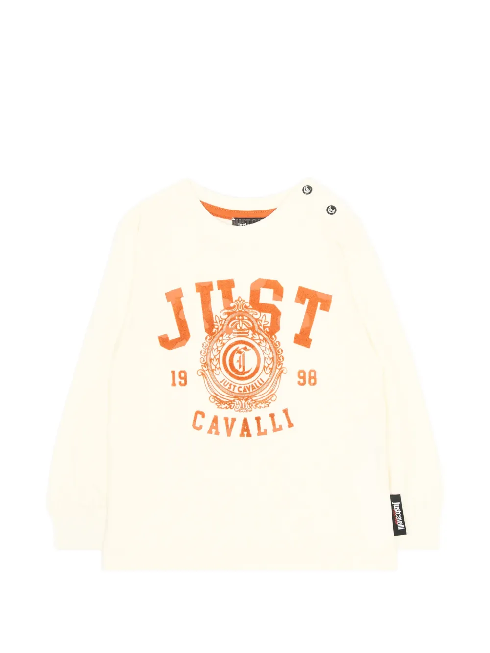 Just Cavalli Kids logo-print long-sleeve T-shirt - Toni neutri