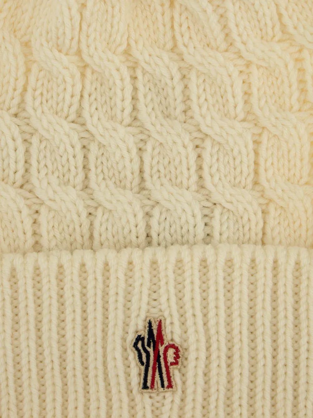 Moncler Grenoble cable-knit pompom beanie hat Wit