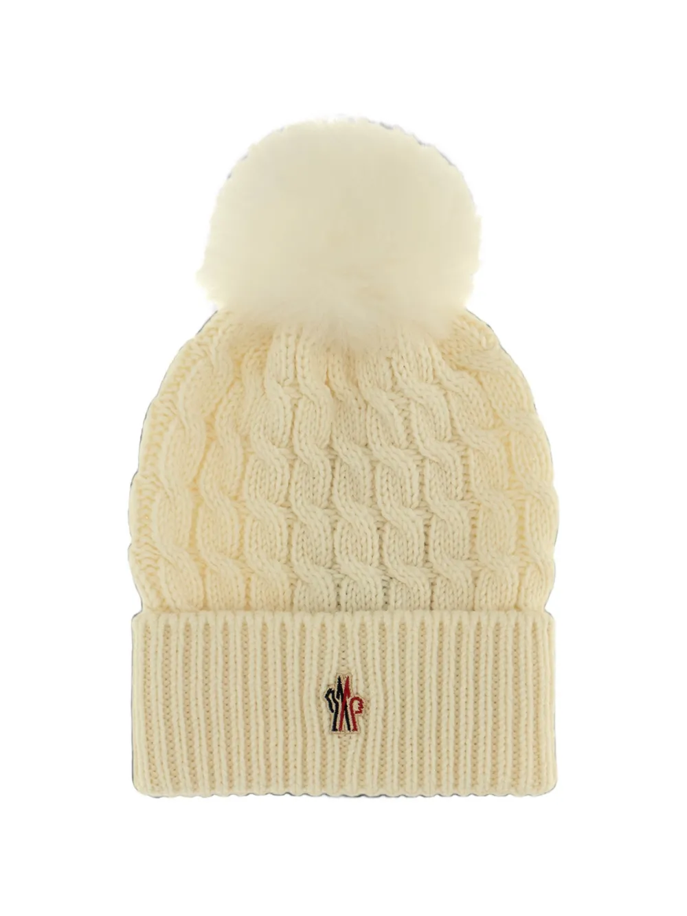 Moncler Grenoble cable-knit pompom beanie hat Wit