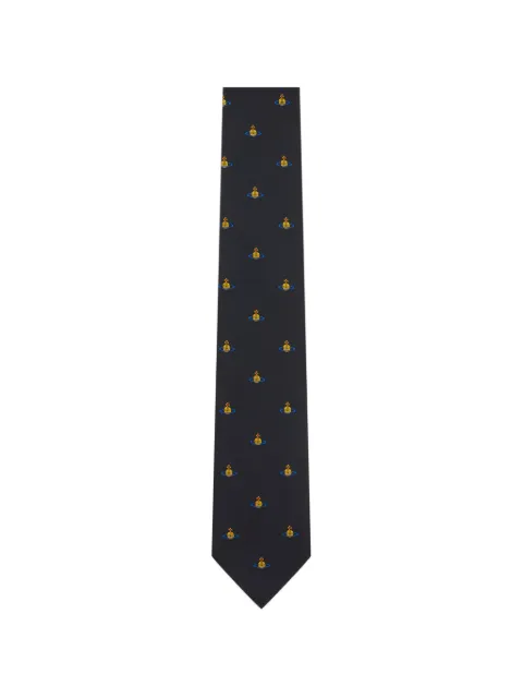 Vivienne Westwood Orb embroidered silk tie