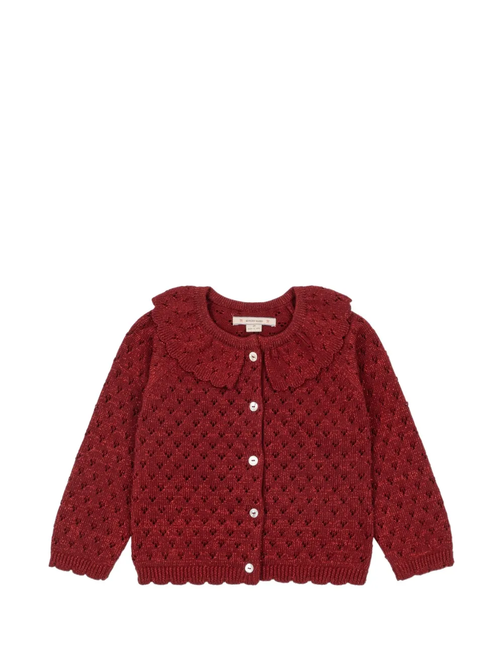 Konges Sløjd Holiday ruffle-collar pointelle-knit cardigan - Rosso