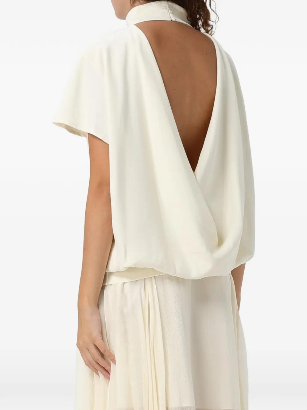 Eleh high-neck cowl-back blouse Wit