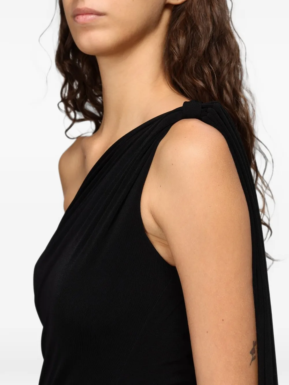 Eleh one-shoulder draped mini dress Zwart