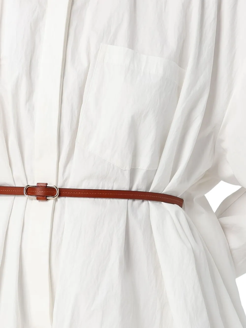 Eleh belted balloon-hem mini shirt dress Wit