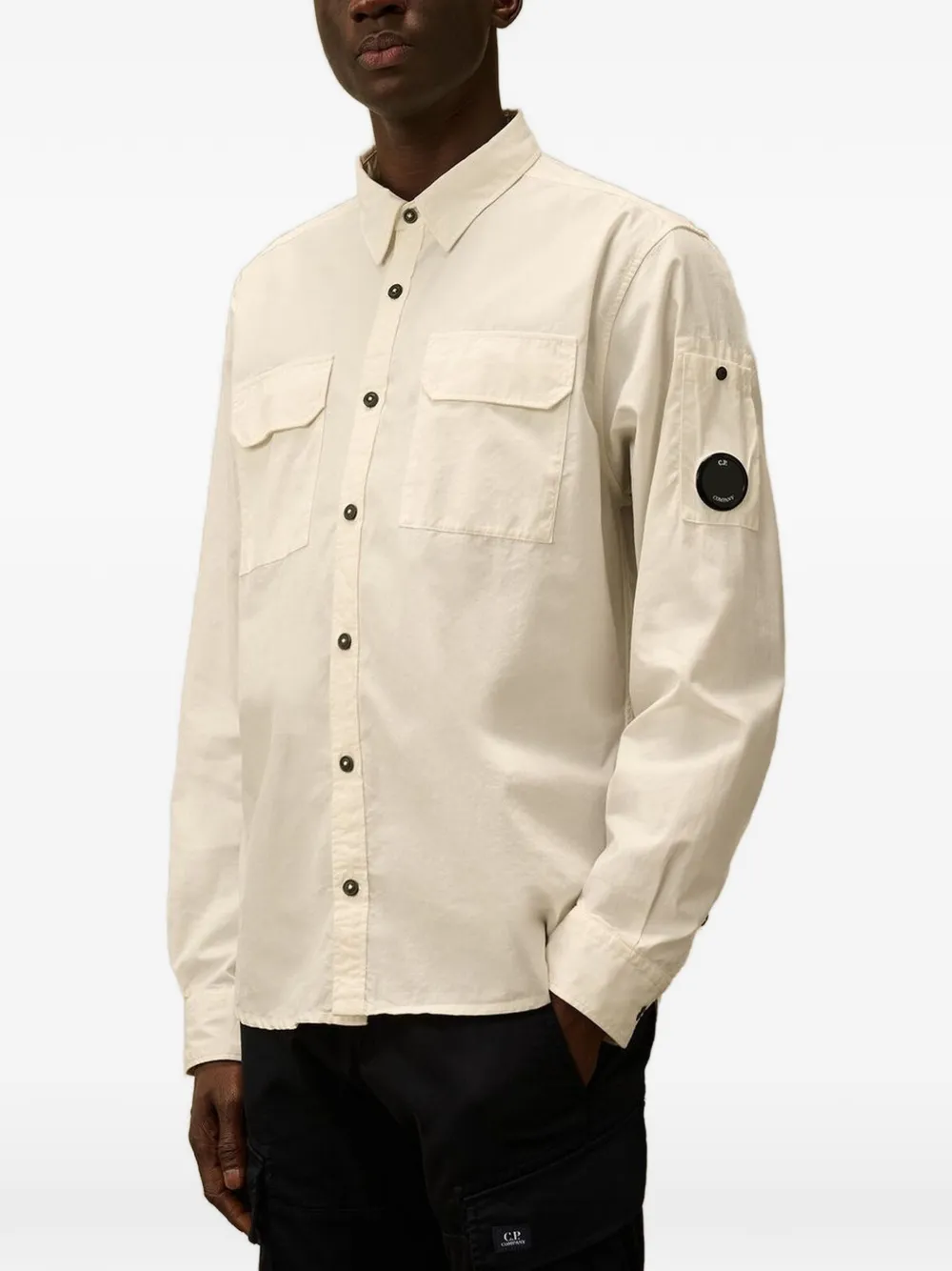 C.P. Company lens-detail chest-pocket shirt Beige