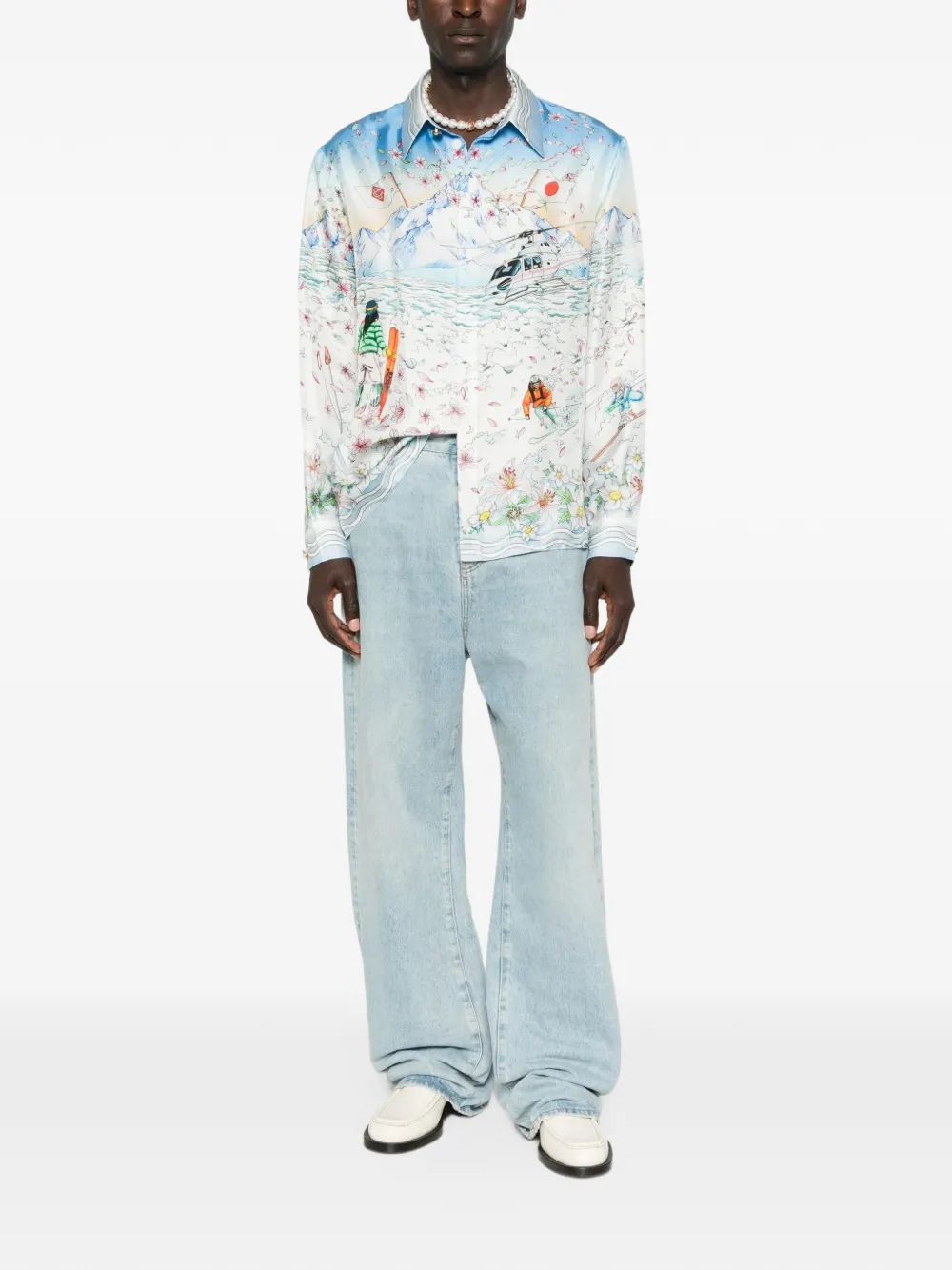 Casablanca L'Hiver Fleuri silk shirt Wit