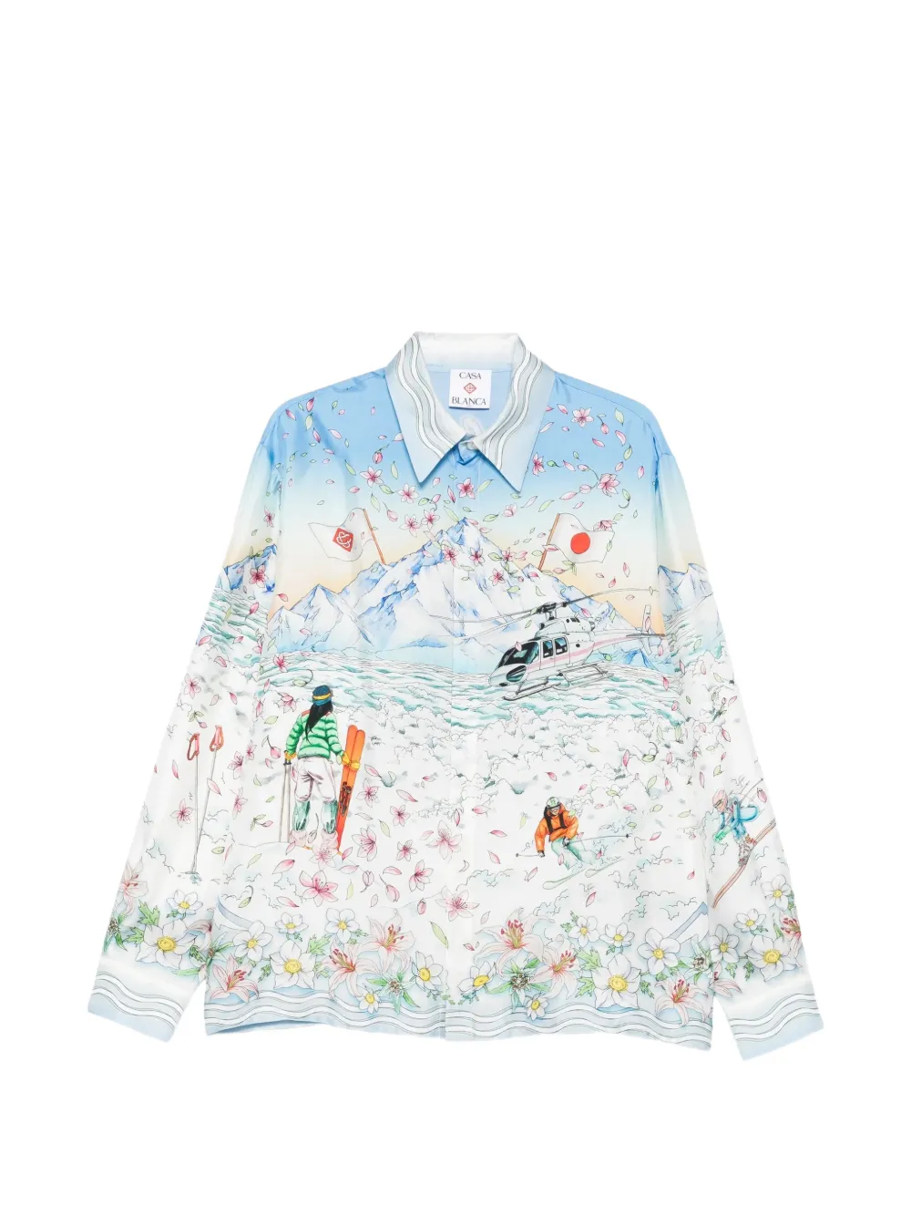 Casablanca L'Hiver Fleuri silk shirt - Weiß