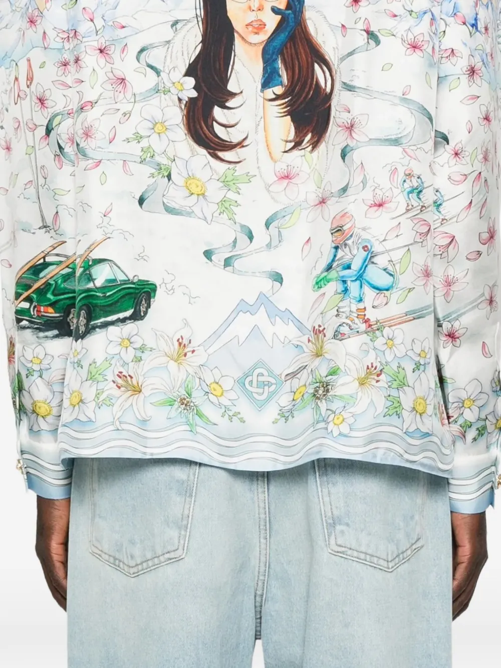 Casablanca L'Hiver Fleuri silk shirt Wit