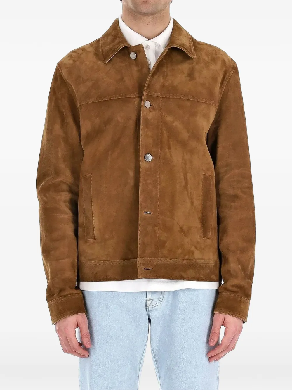 Jacob Cohën suede trucker jacket - Braun