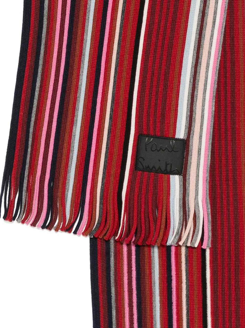 Paul Smith wool iver-stripe scarf Rood