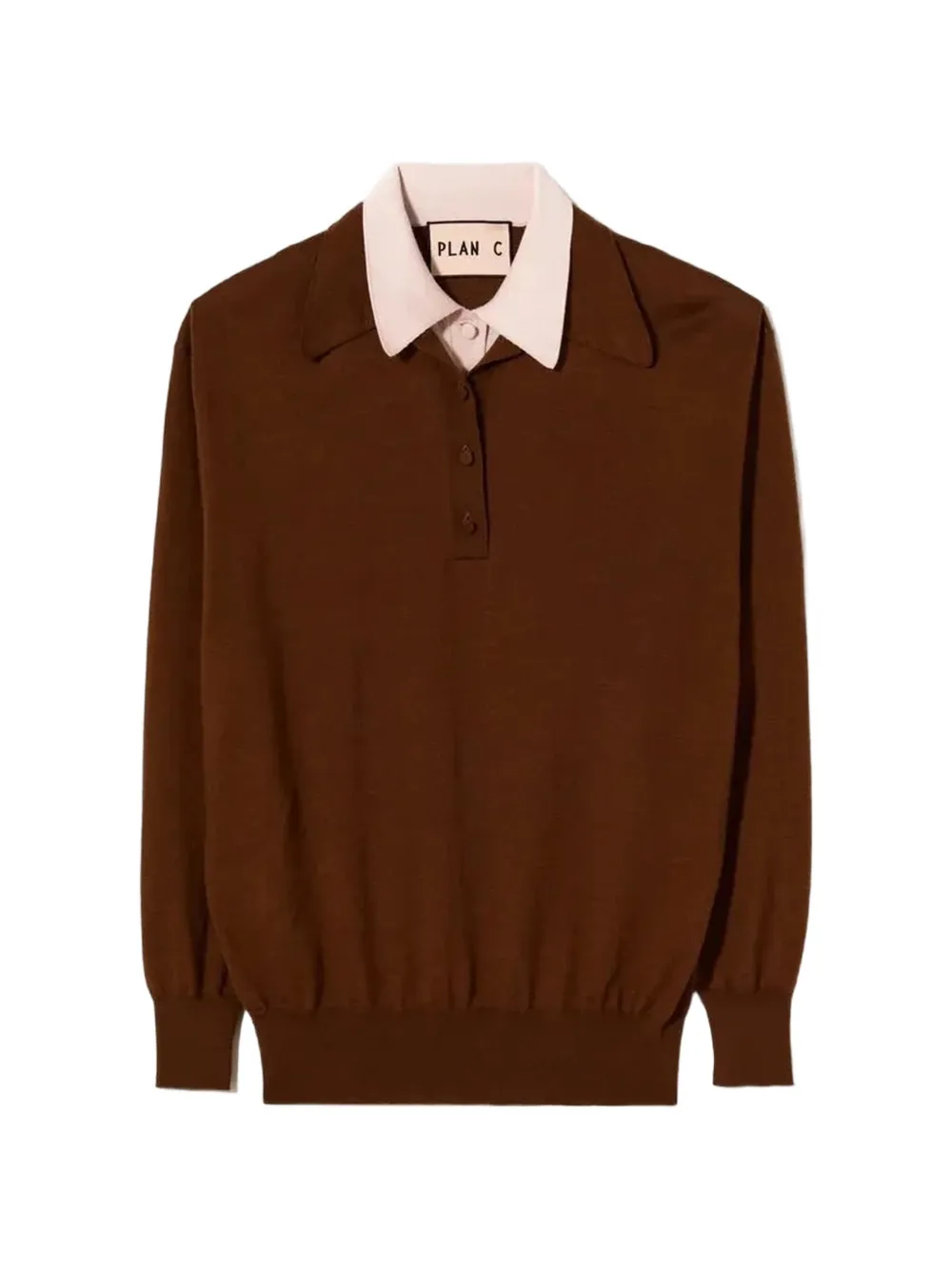 Plan C double-collar polo shirt - Marrone
