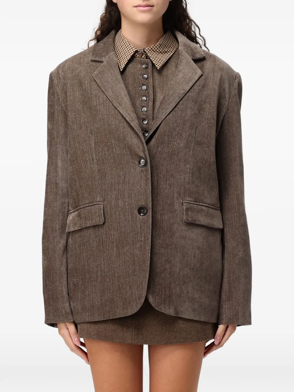 Eleh notched-lapels single-breasted blazer - Braun