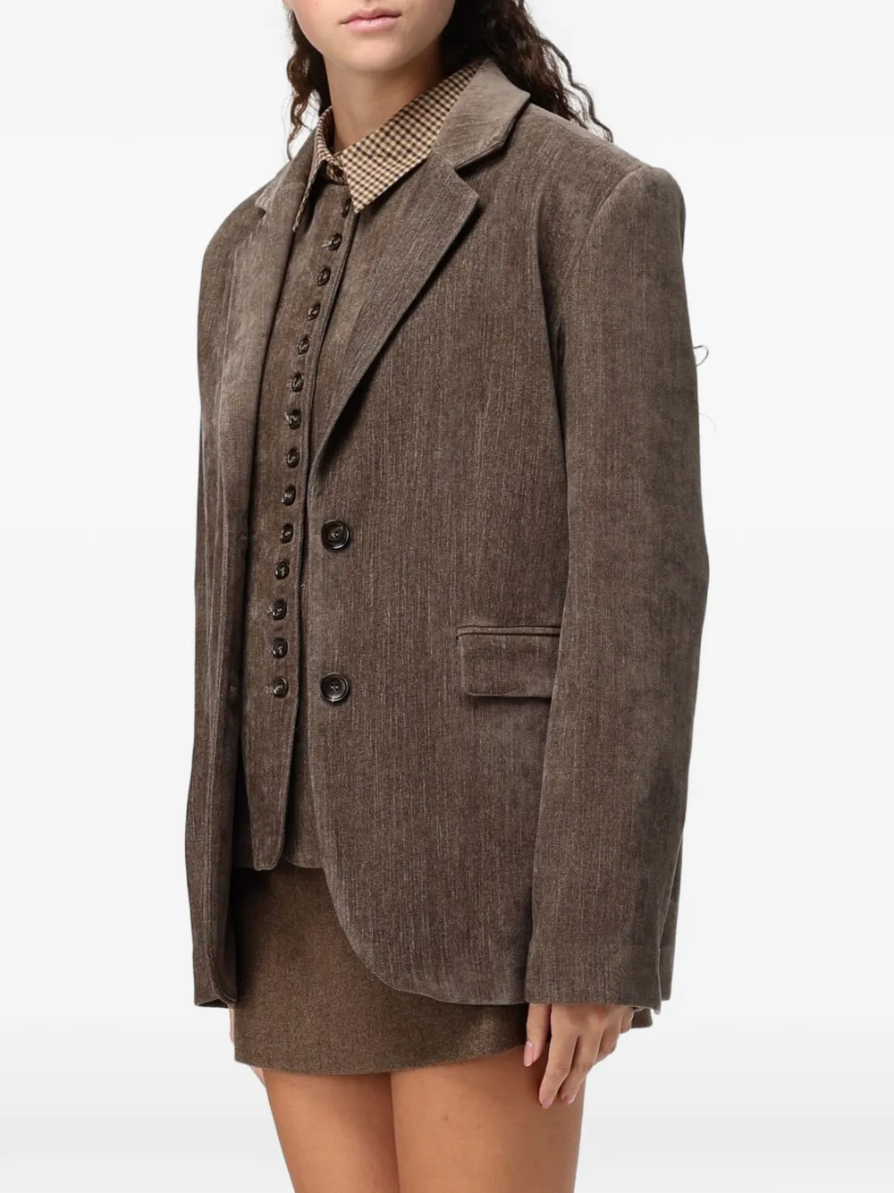 Eleh notched-lapels single-breasted blazer Bruin