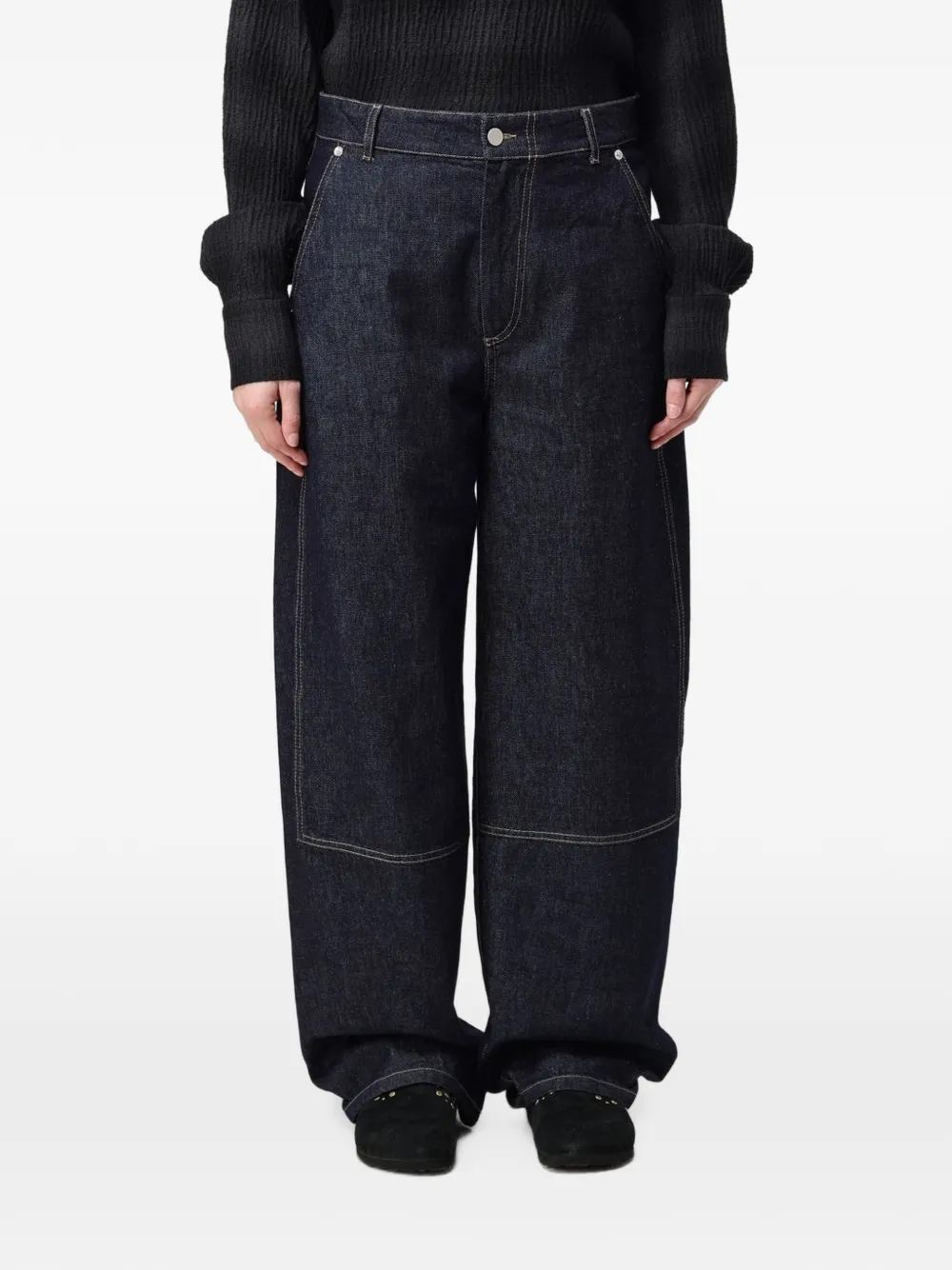 Tela contrast-stitch wide-leg jeans - Blau
