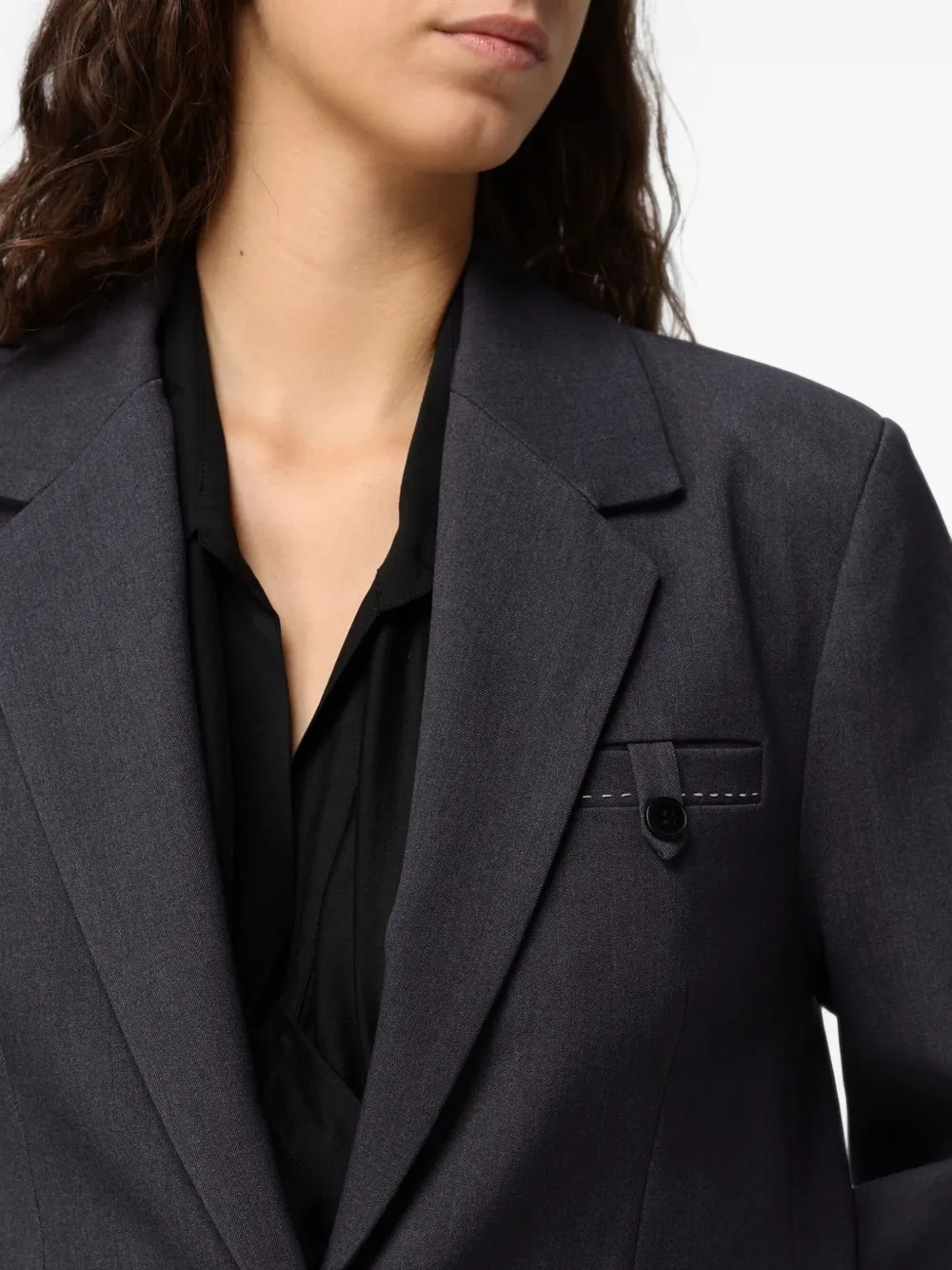 Eleh contrast-stitch single-breasted blazer Grijs