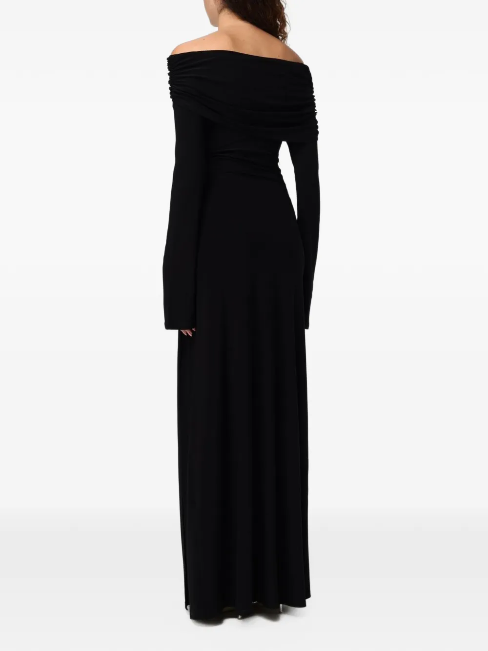 Eleh off-shoulder draped maxi dress Zwart