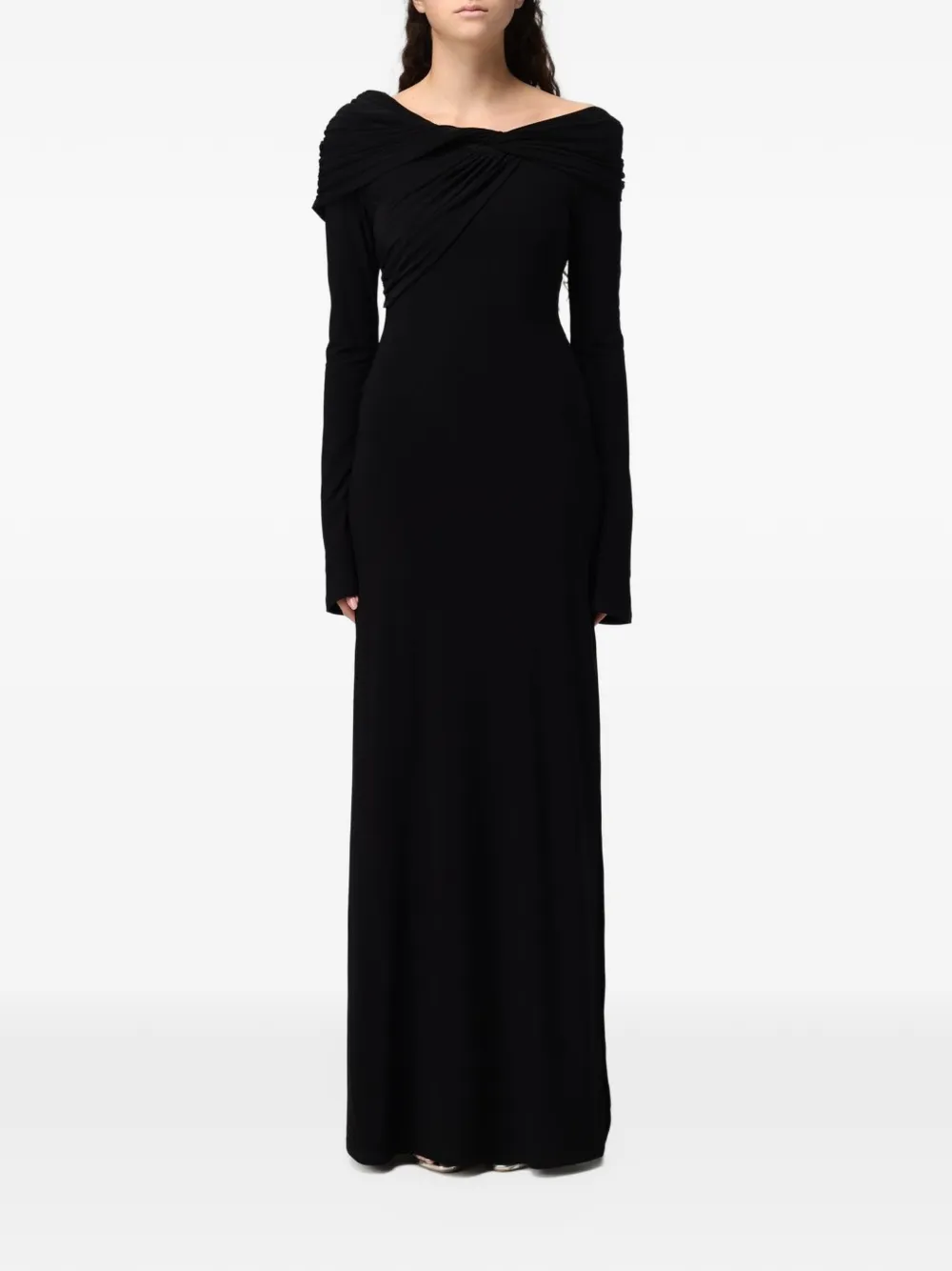Eleh off-shoulder draped maxi dress - Schwarz