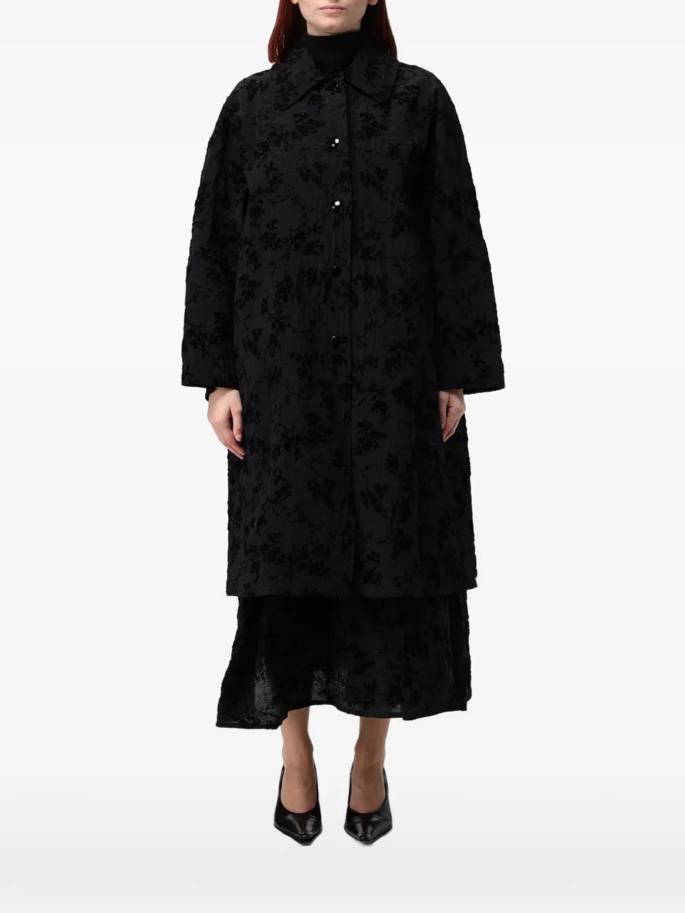 Ter Et Bantine floral-devoré coat - Black