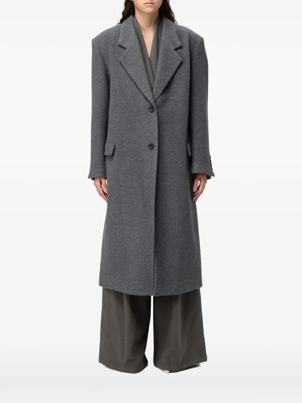 Eleh single-breasted notched-lapels oversized coat - Grau