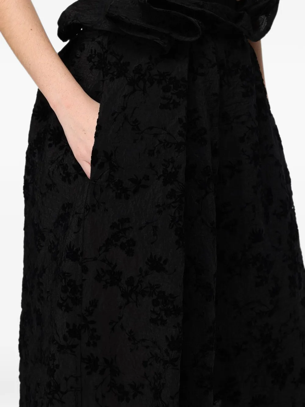 Ter Et Bantine floral-devoré ruffled midi skirt Zwart