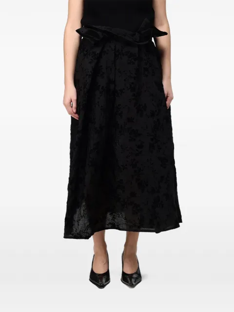 Ter Et Bantine floral-devoré ruffled midi skirt