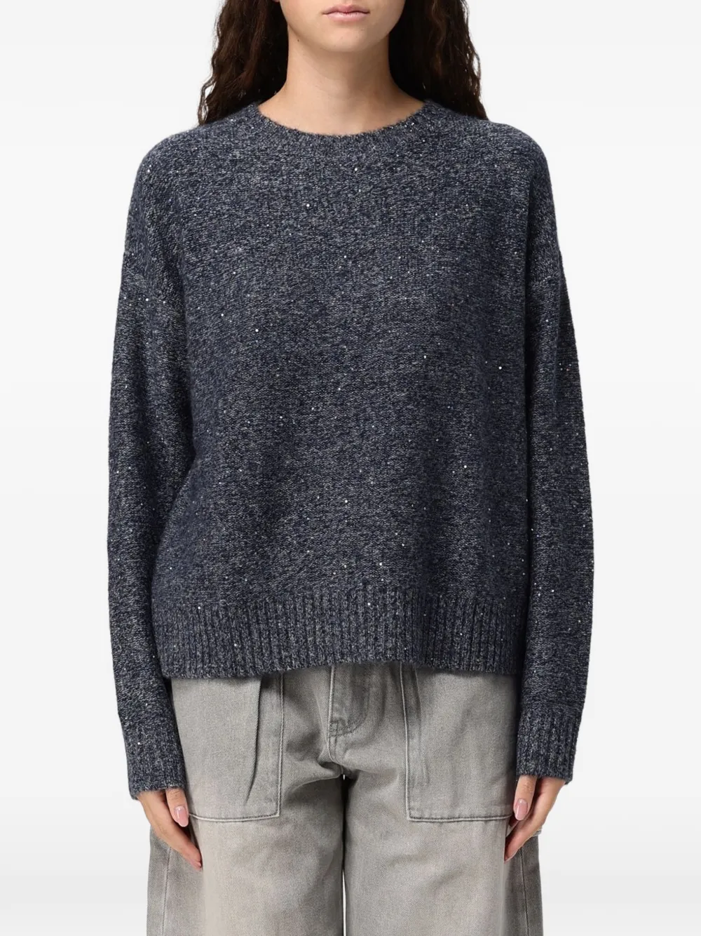 Eleh sequin-embellished crew-neck sweater - Blau