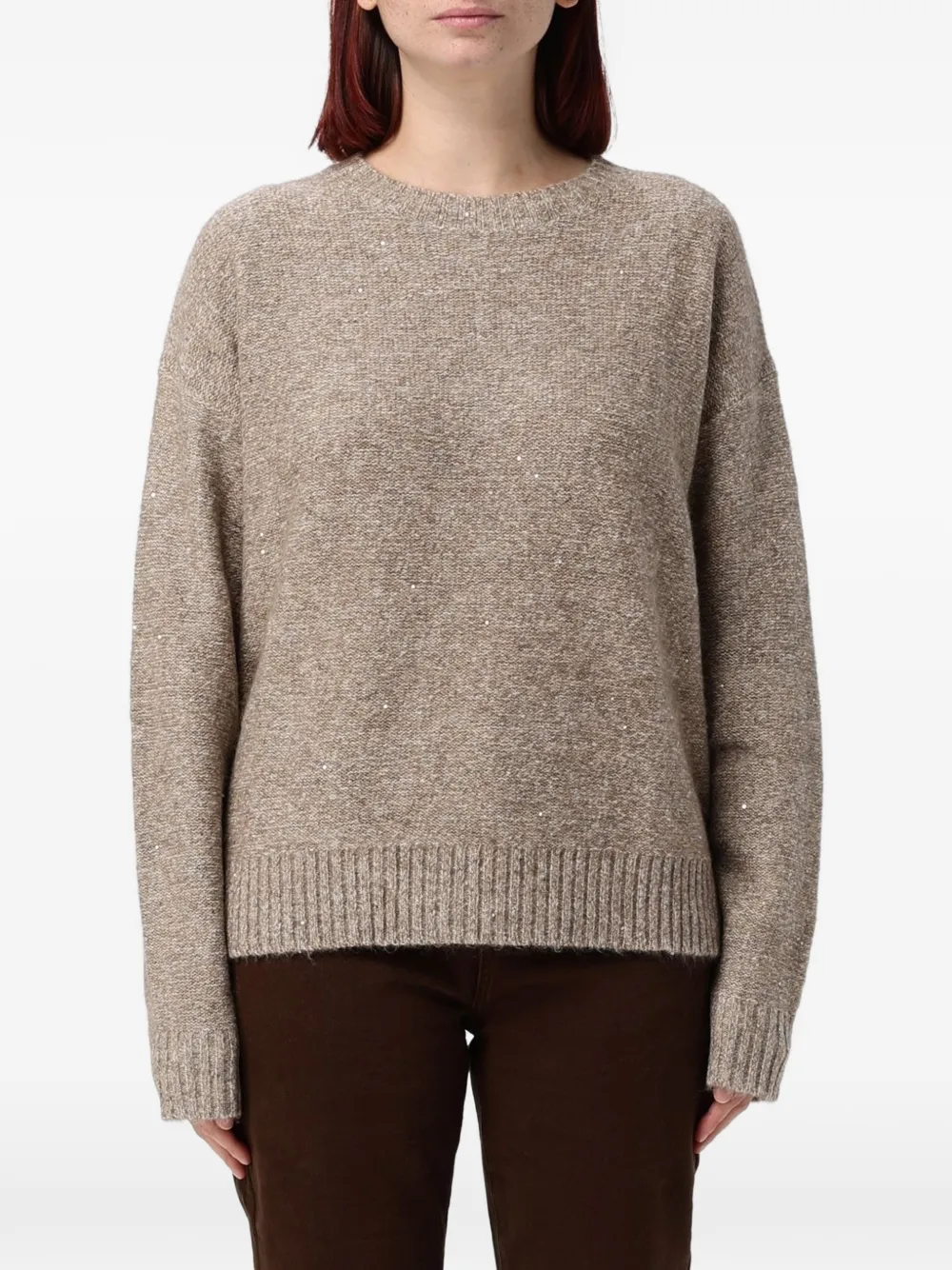 Eleh sequin-embellished crew-neck sweater - Nude