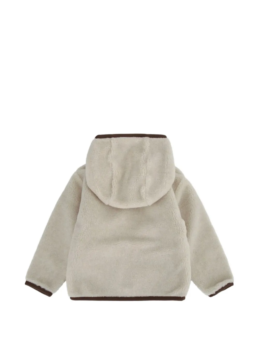 Moncler Enfant Teddy logo-patch fleece hoodie Beige