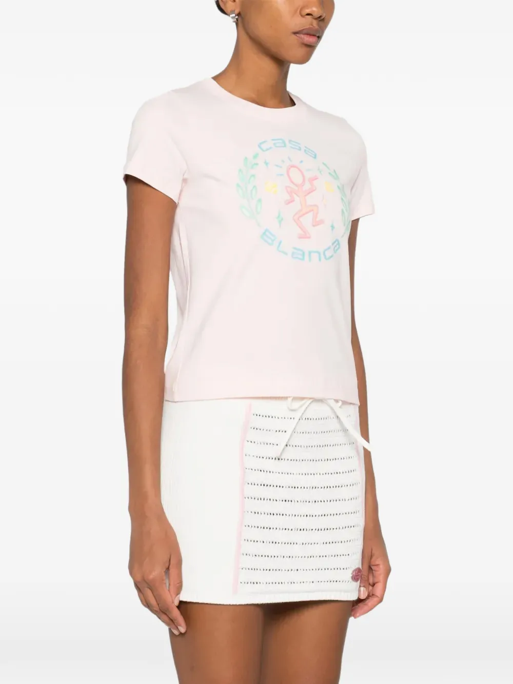 Casablanca Airbrush smiley fitted short sleeve T-shirt Roze