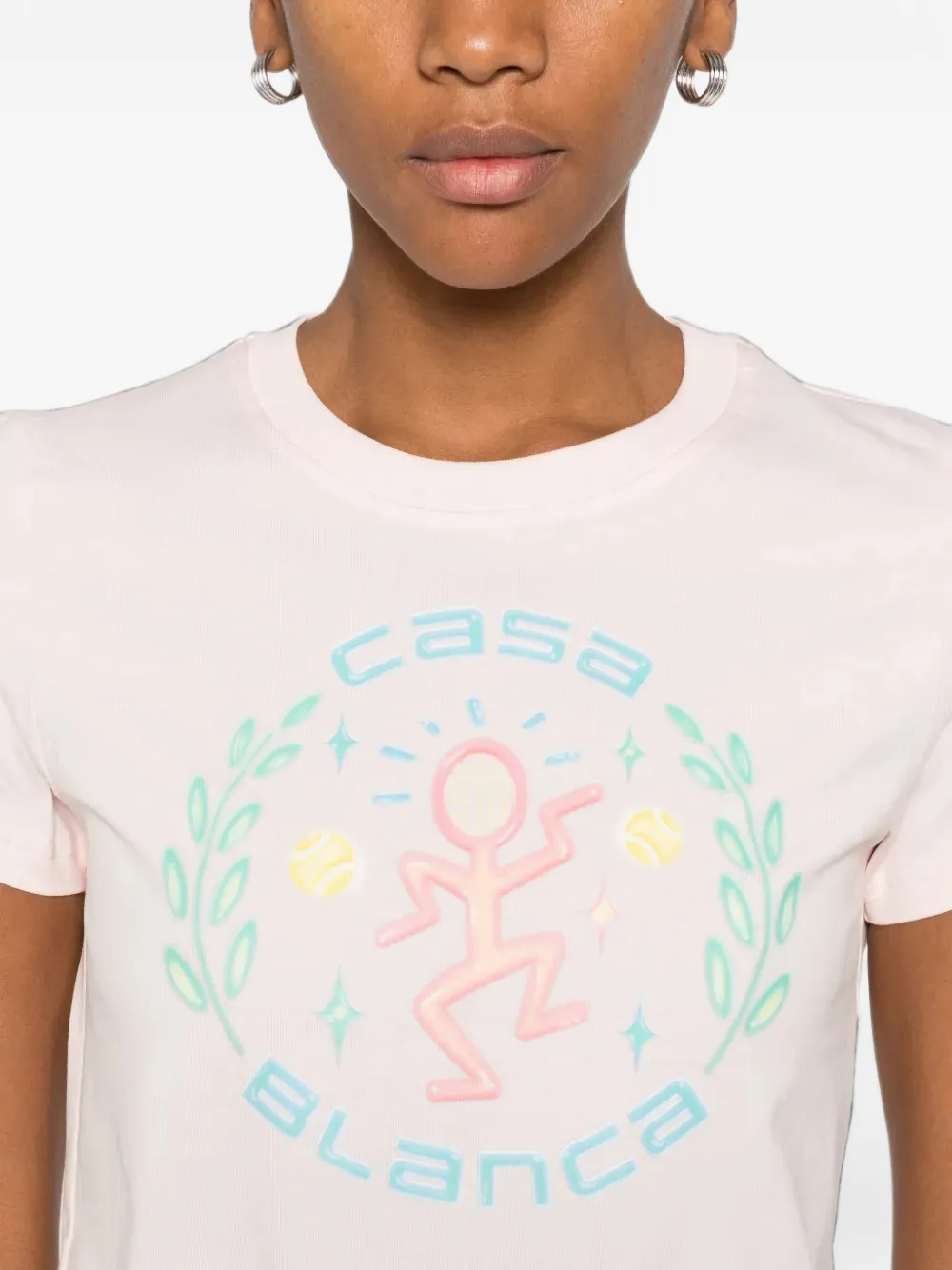 Casablanca Airbrush smiley fitted short sleeve T-shirt Roze